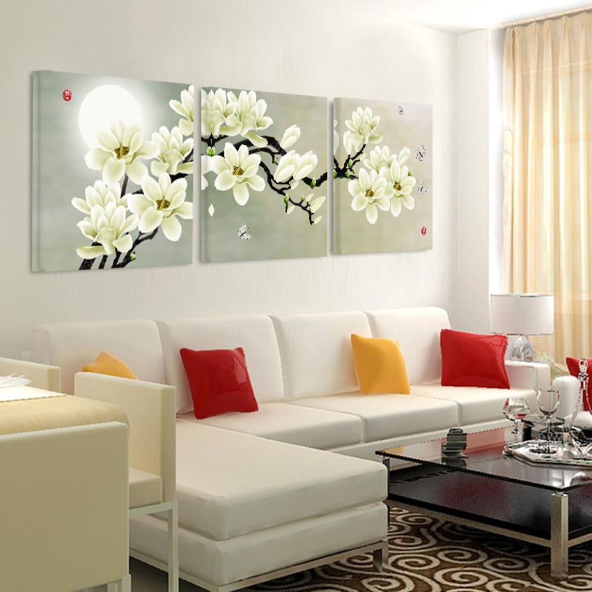 Paintings For Bedroom
 Canvas painting on print flowers Painting the wall bedroom