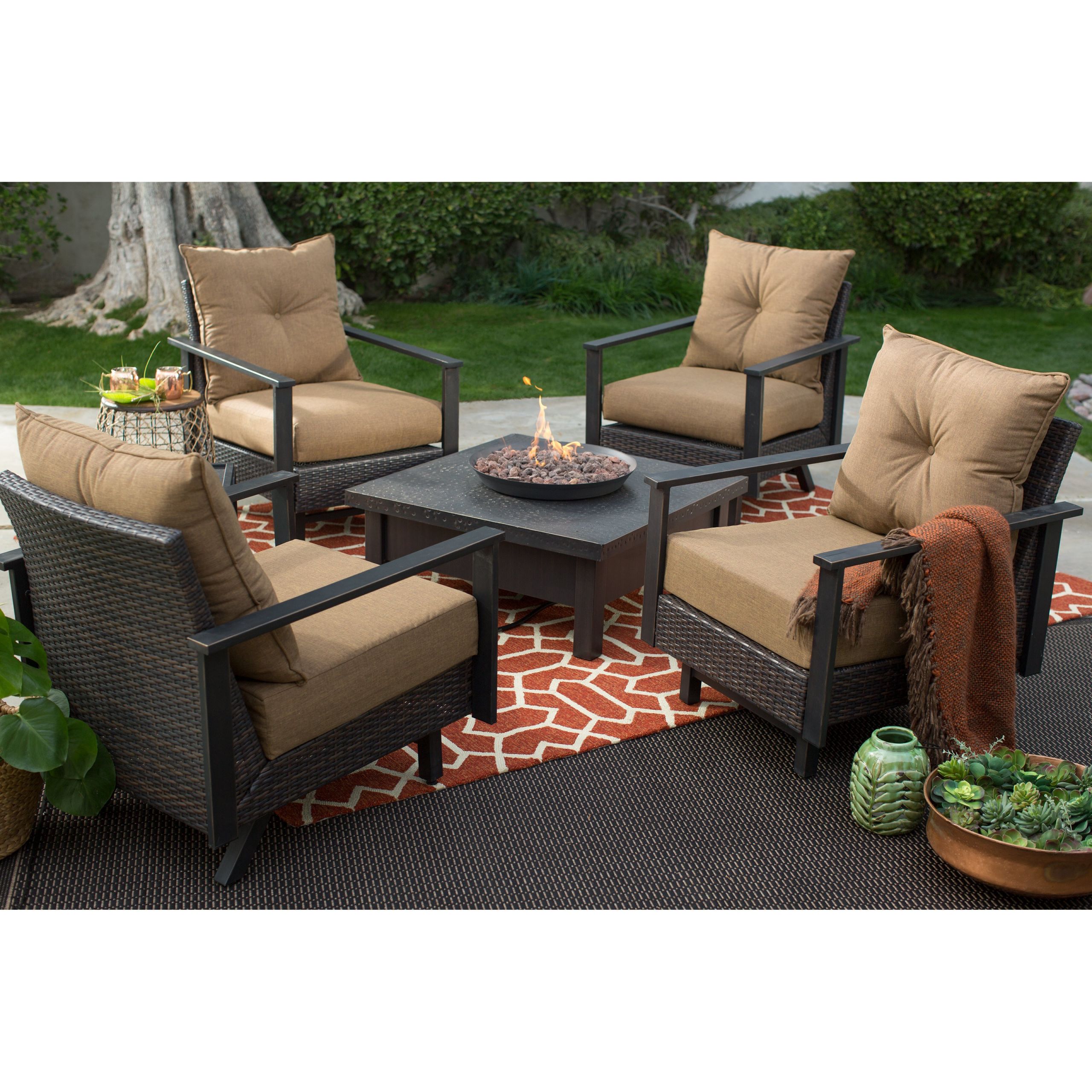 Patio Set With Fire Pit
 Belham Living Livingston All Weather Wicker 6 Piece Fire
