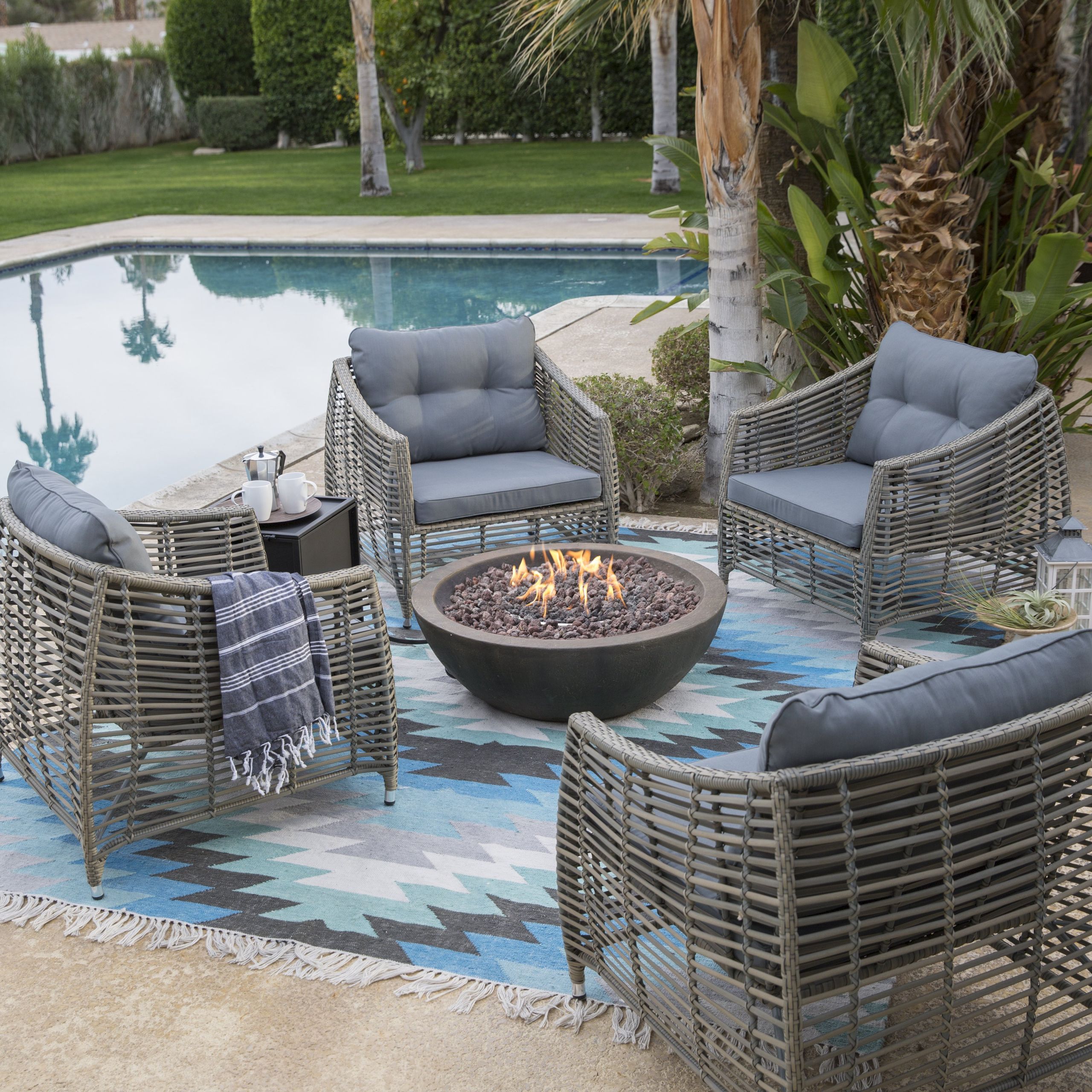 Patio Set With Fire Pit
 Belham Living Kambree Chat Set with Tucson Fire Pit Fire