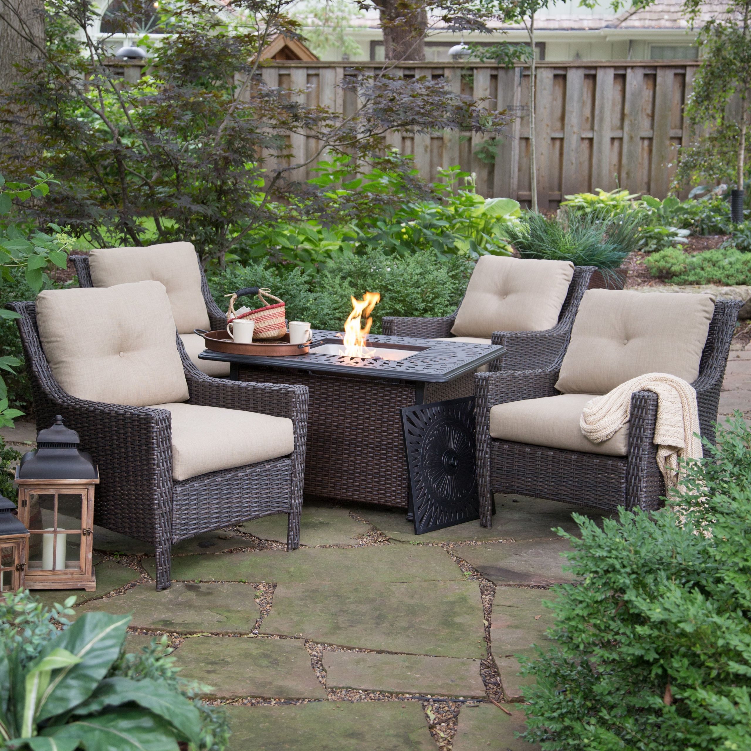 Patio Set With Fire Pit
 Belham Living Springfield Wicker Chat Set with Florentine