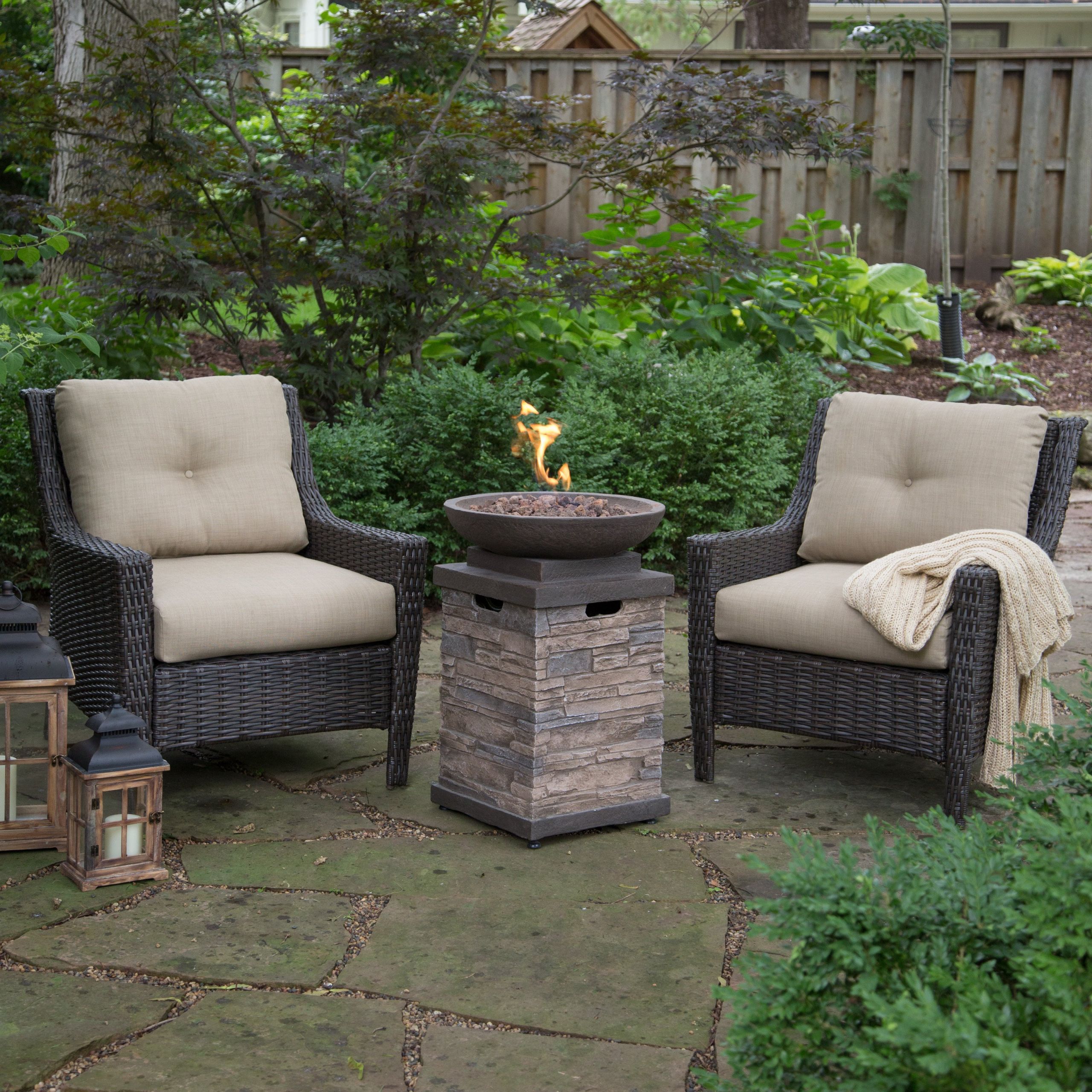 Patio Sets With Fire Pit
 Belham Living Springfield Wicker Chat Set with Red Ember