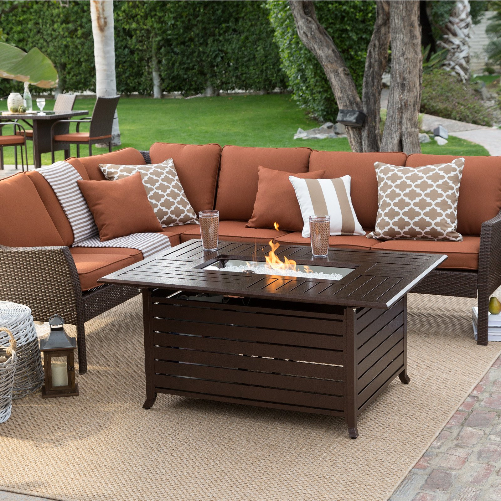 Patio Sets With Fire Pit
 Belham Living Devon All Weather Wicker Fire Pit