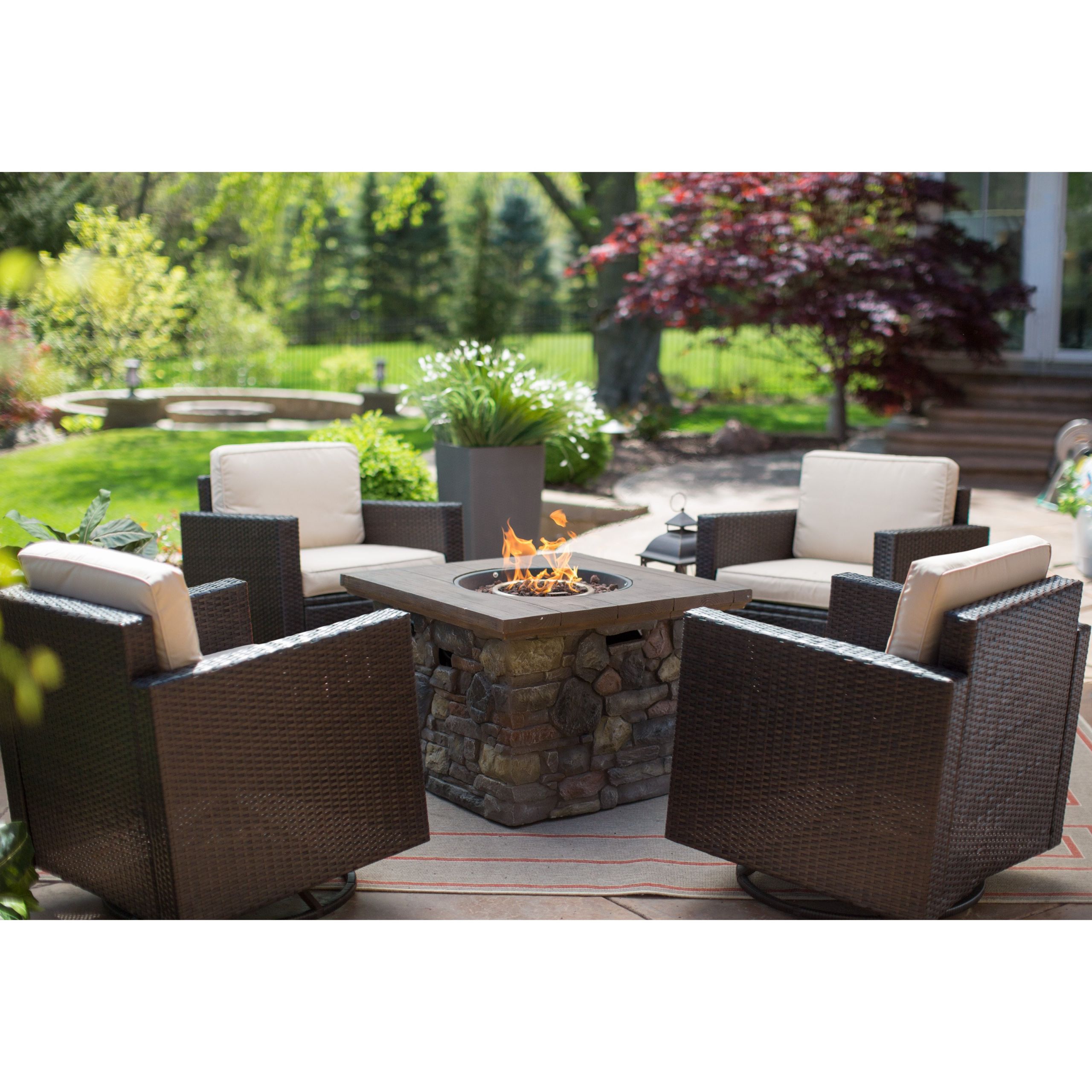Patio Sets With Fire Pit
 Coral Coast Berea Wicker Red Ember Sheridan Fire Pit Chat