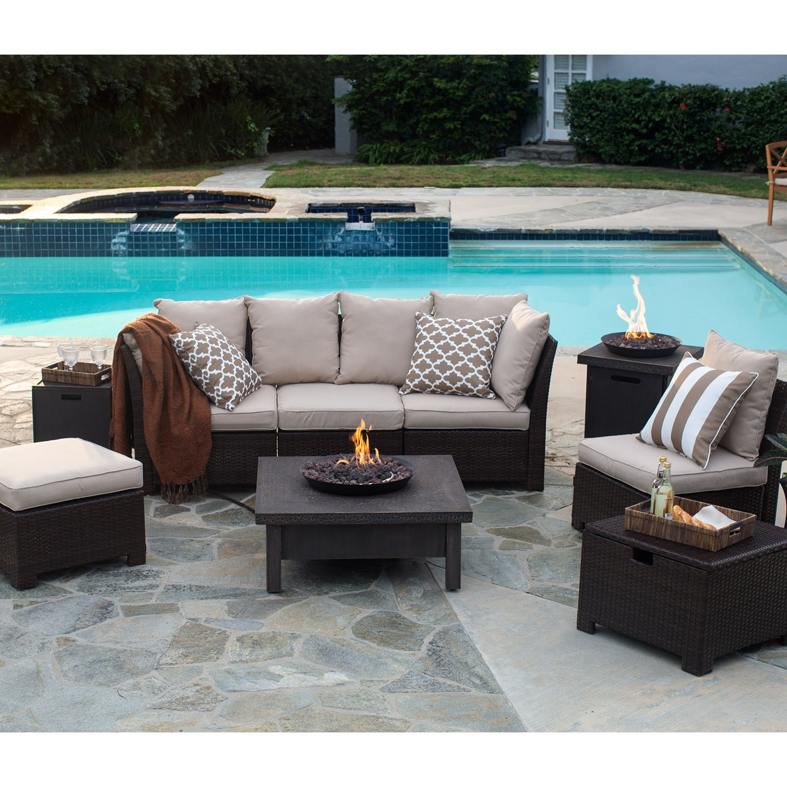 Patio Sets With Fire Pit
 Coral Coast South Isle Dark Brown Sectional Set with