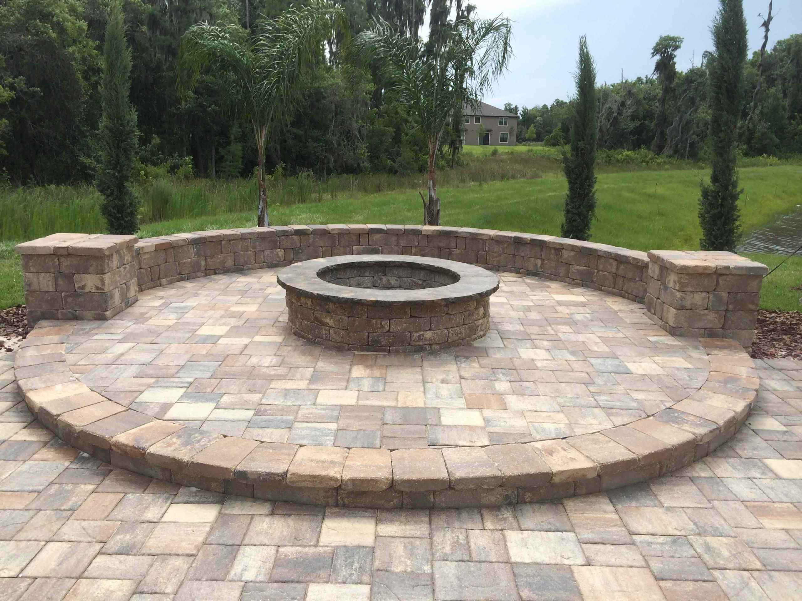 Paver Patio With Fire Pit
 Custom Picnic Table and Fire Pit