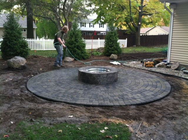 Paver Patio With Fire Pit
 Paver Patio with Firepit ClearBrook Landscaping and Lawncare