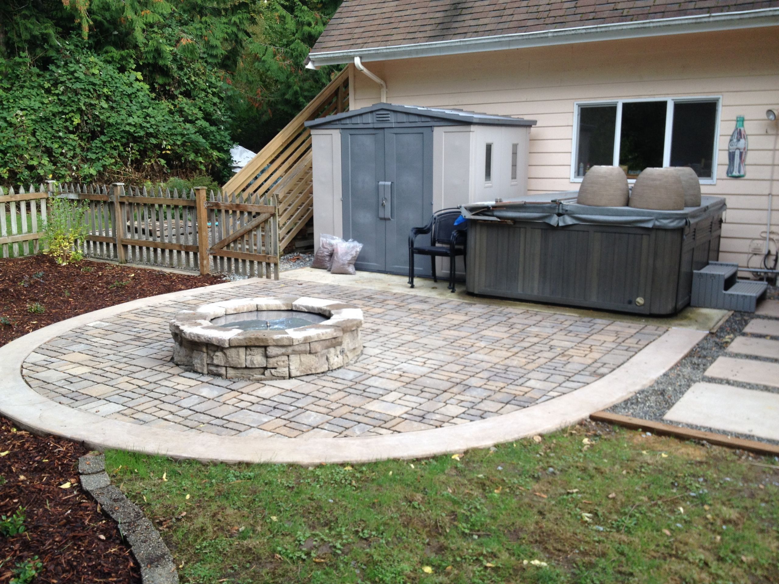 Paver Patio With Fire Pit
 Paver Patio Gas Firepit and CIP Pavers