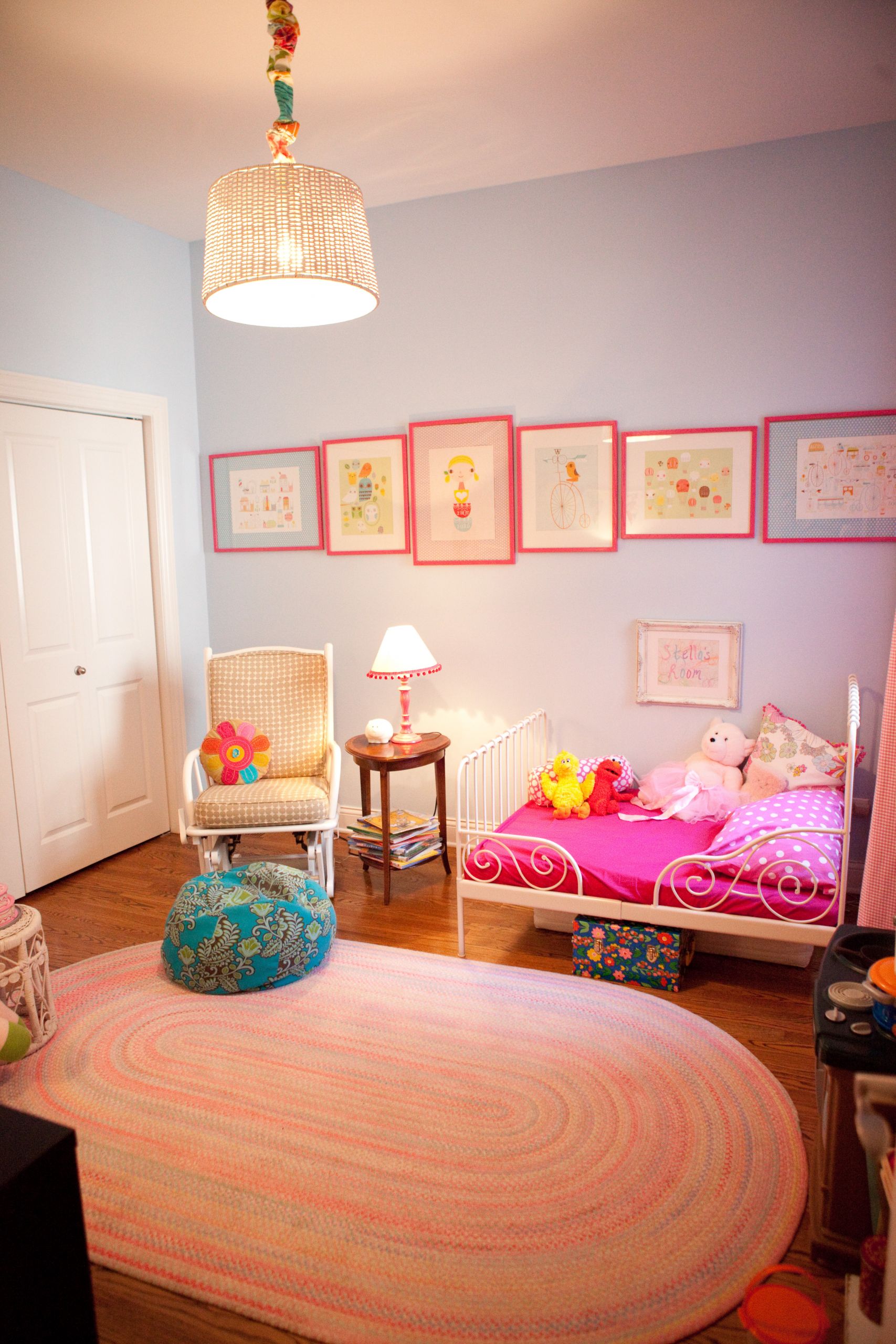 Pink And Blue Kids Room
 Eclectic Hot Pink and Blue Toddler Girls Room Project