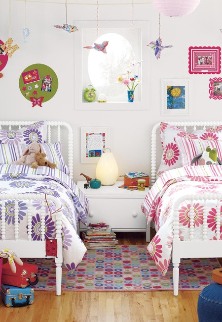 Pink And Purple Kids Room
 Daisy and Stripe Bedding in Pink or Purple