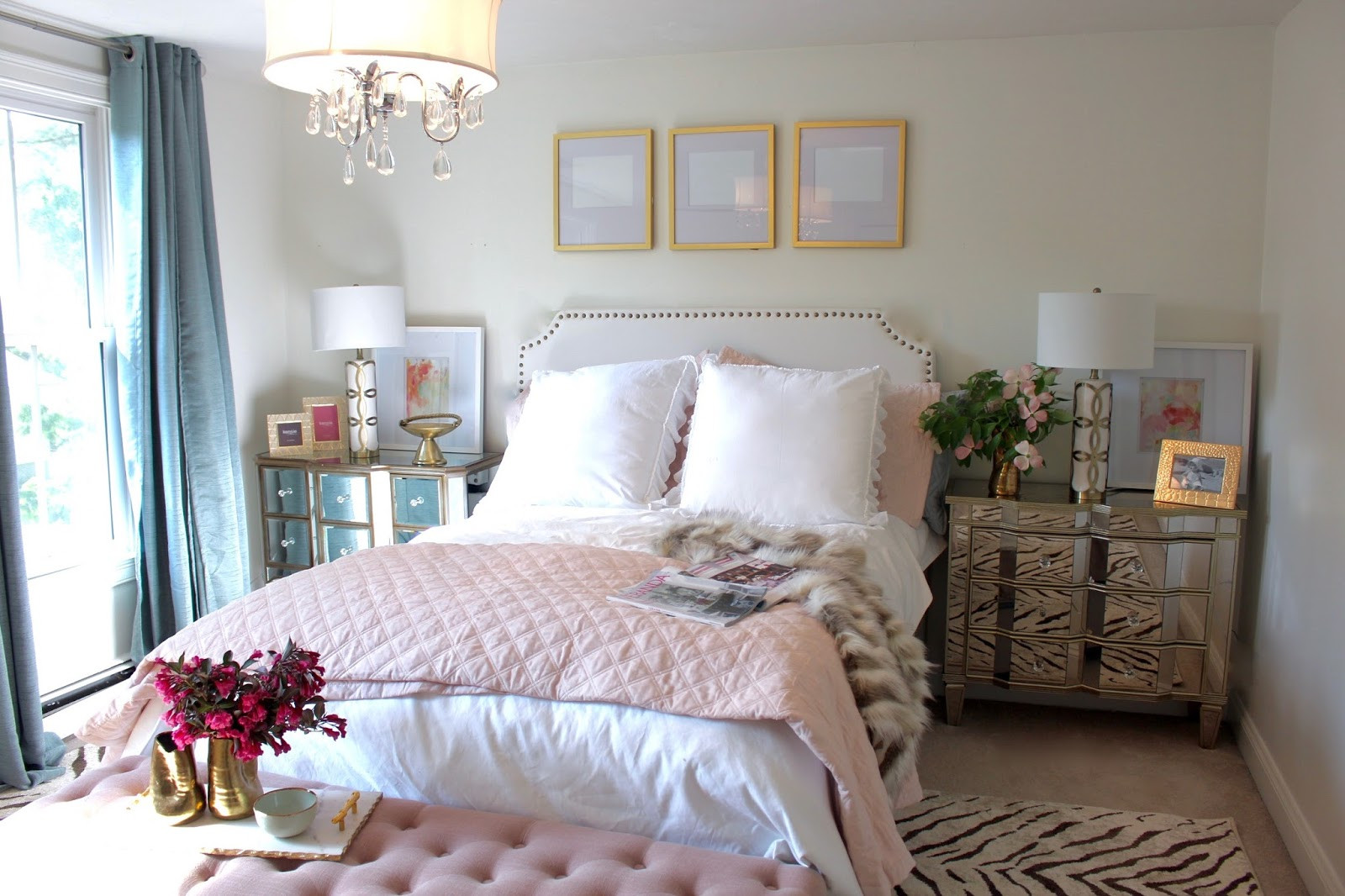 Pink Bedroom Decor
 ROOM REVEAL Pink and Gold Feminine Bedroom My Guest Room