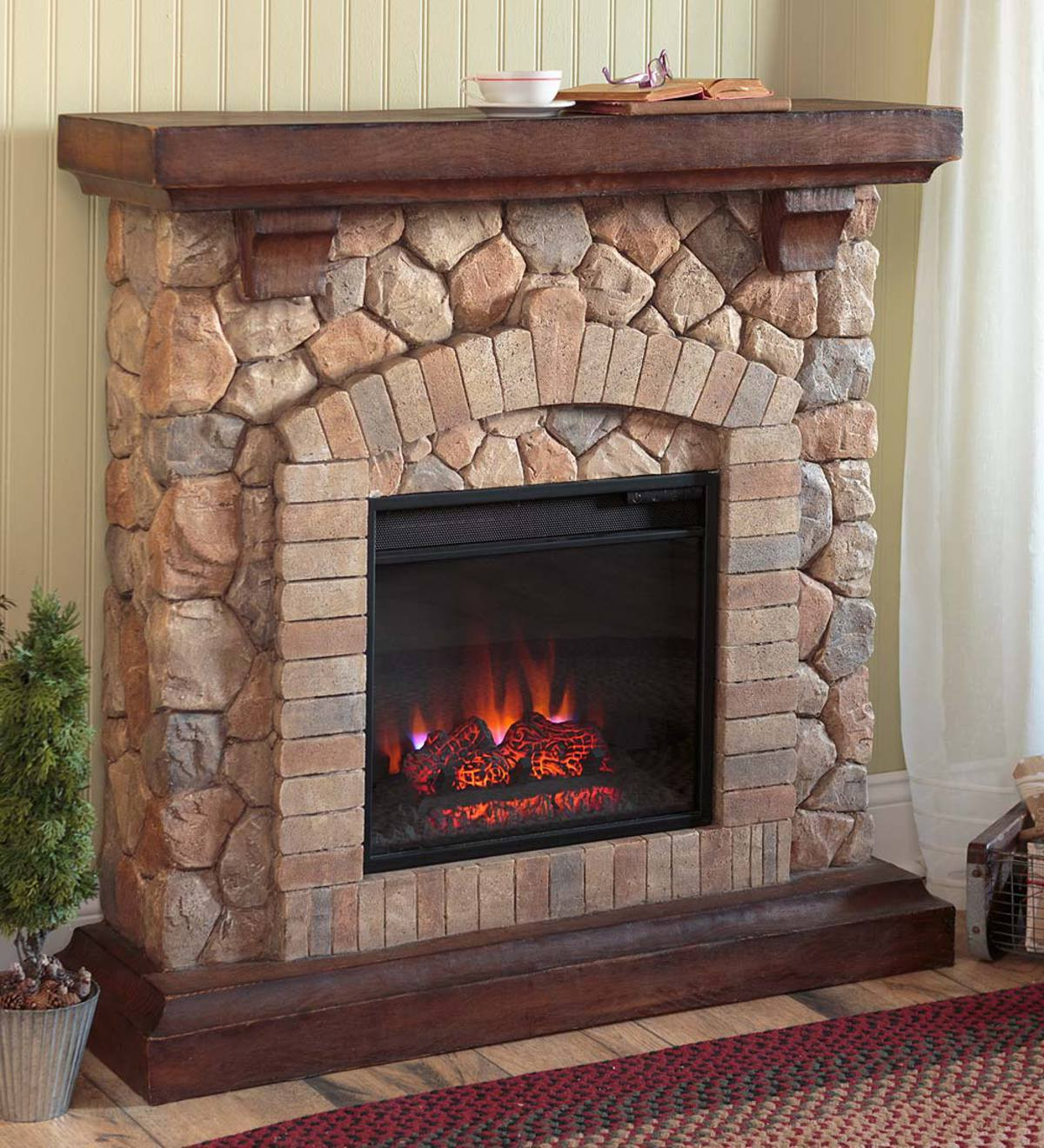 Plow And Hearth Electric Fireplace
 Stacked Stone Electric Infrared Quartz Fireplace Heater