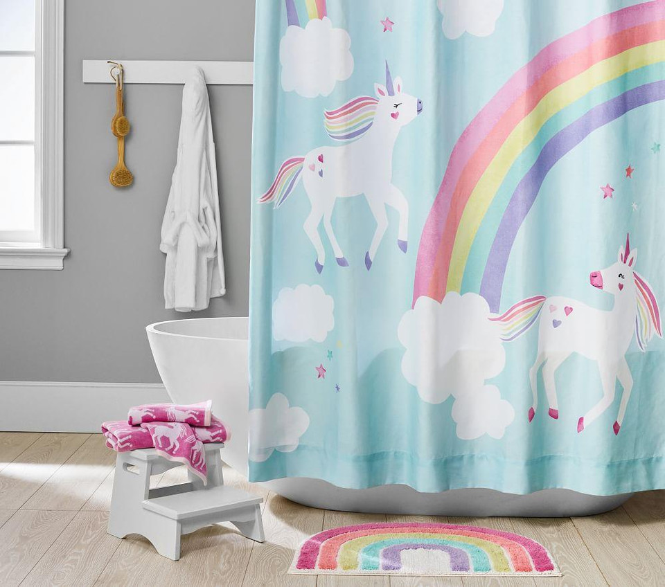 Pottery Barn Kids Bathroom
 Rainbow Unicorn Bath Set Towels Shower Curtain Bath
