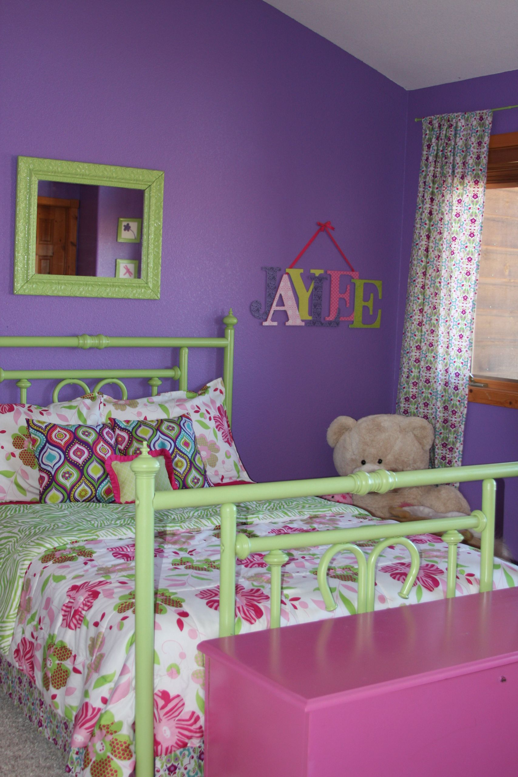Purple Girls Bedroom
 Purple Green and Pink