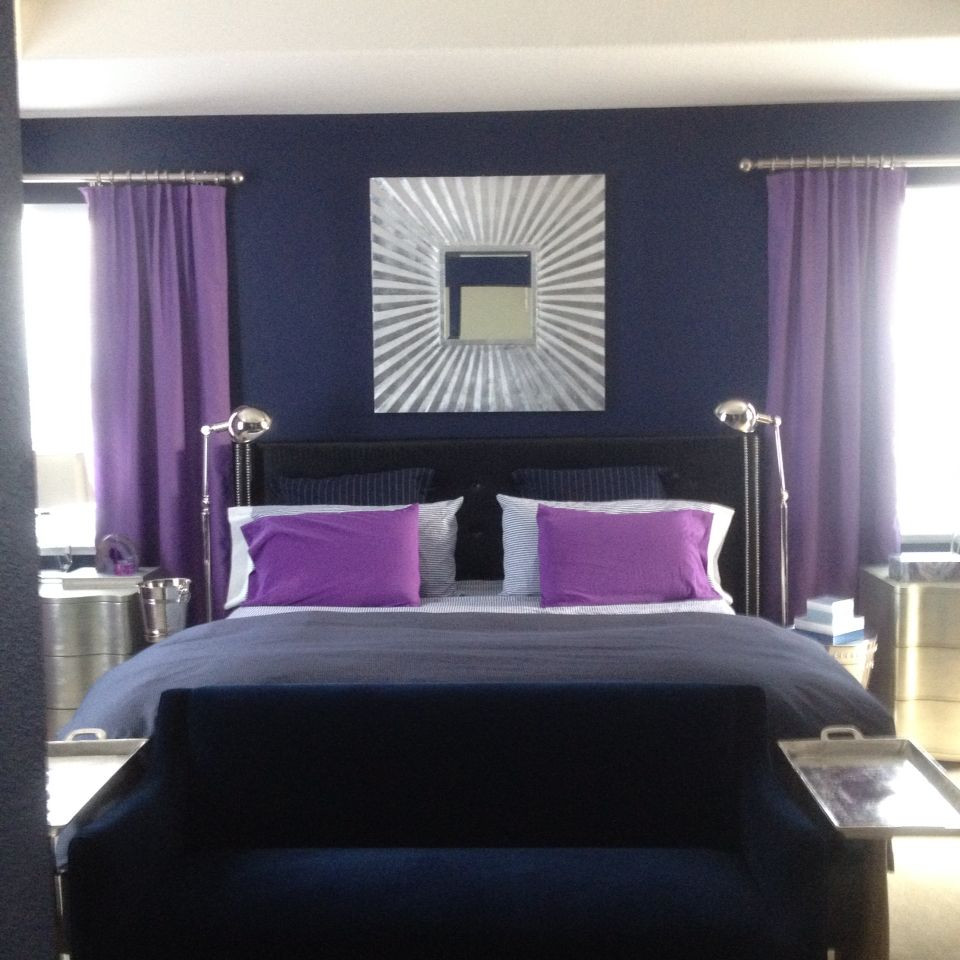Purple Master Bedroom
 Purple and navy master bedroom