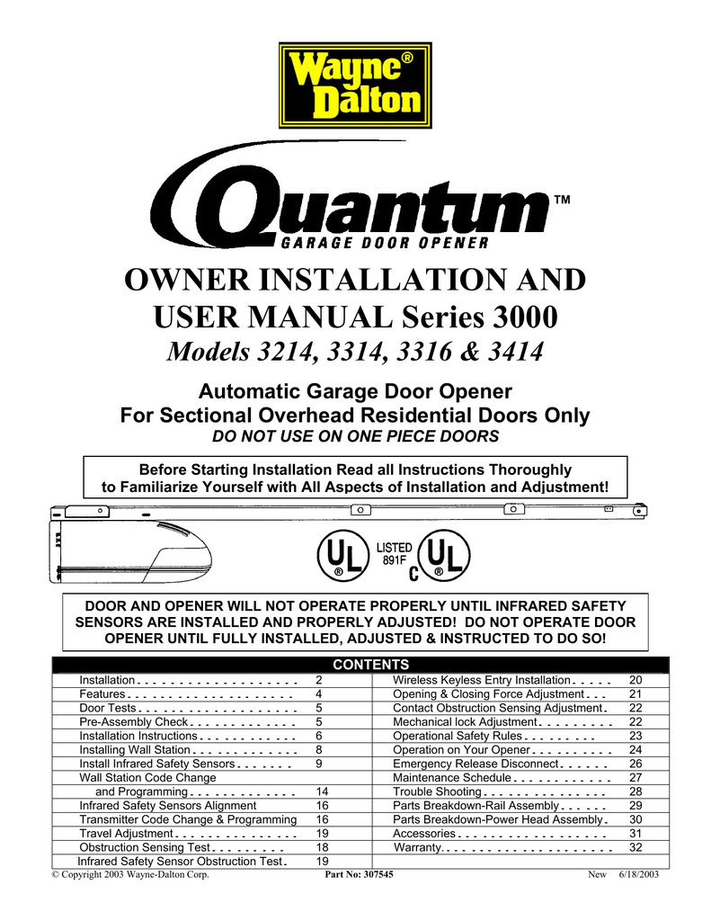 Quantum Garage Door Opener
 Quantum 3214 Garage Door Opener User Manual