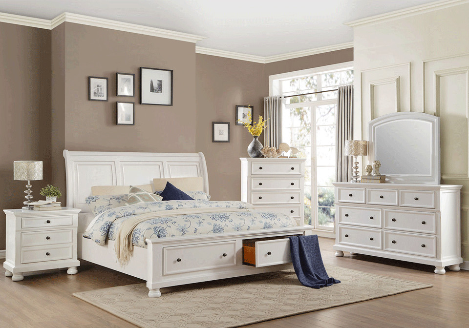 Queen Bedroom Sets With Storage
 Laurelin White Queen Storage Bedroom Set