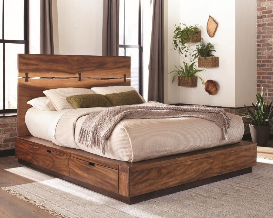 Queen Bedroom Sets With Storage
 Rustic Smoky Walnut Queen Storage Bed