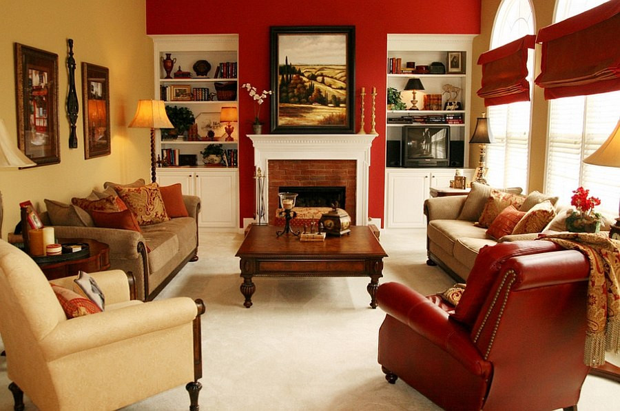 Red Accent Wall Living Room
 Red Living Rooms Design Ideas Decorations s
