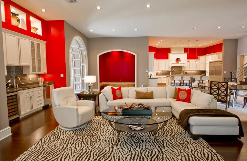 Red Accent Wall Living Room
 Attractive Red and White Living Room Interior Designs