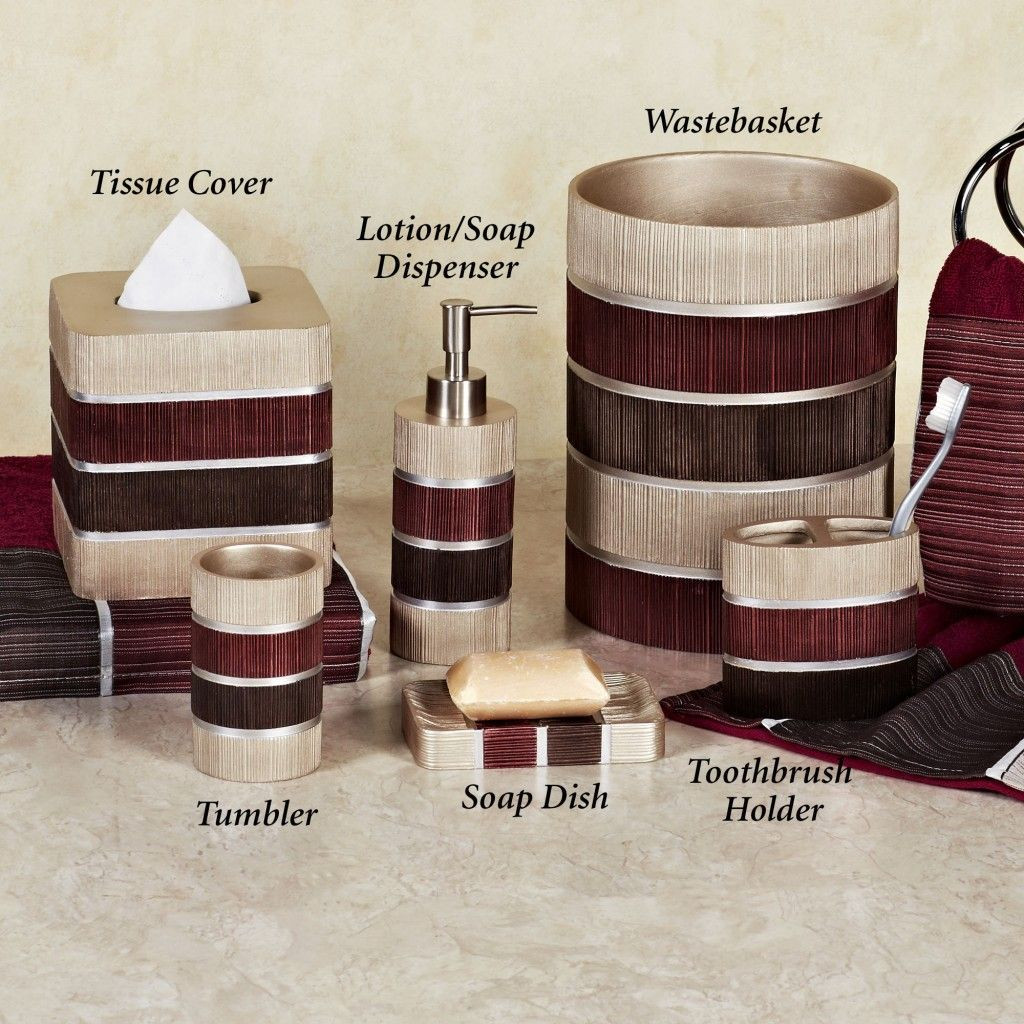 Red And Brown Bathroom Decor
 Glamorous Red Bathroom Accessories Sets With Red Brown
