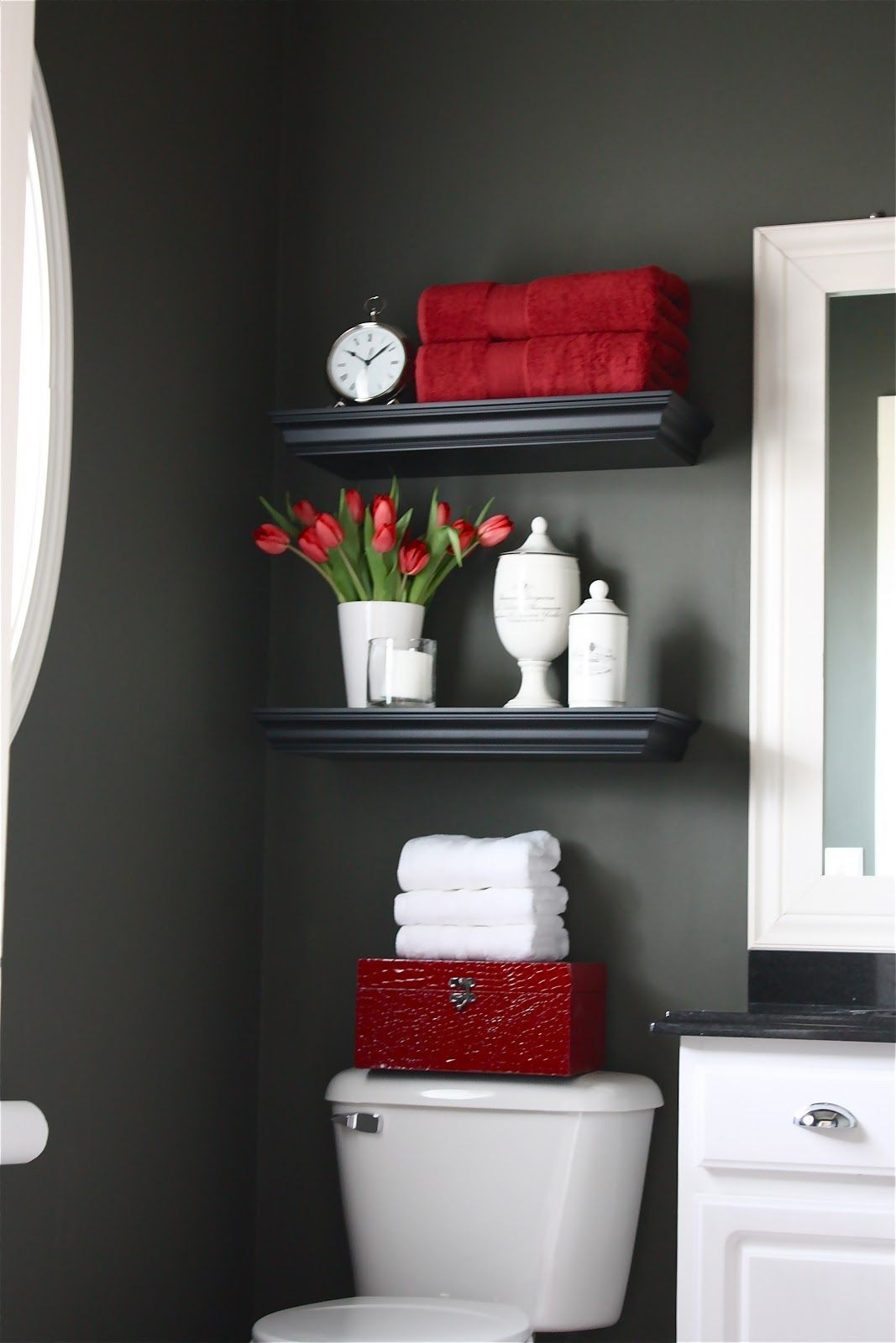 Red And Brown Bathroom Decor
 My Powder Room Makeover Reveal And a Giveaway