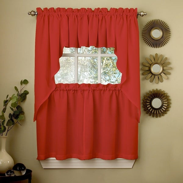Red Valance Curtains For Kitchen
 Shop Opaque Red Ribcord Kitchen Curtain Pieces Tiers