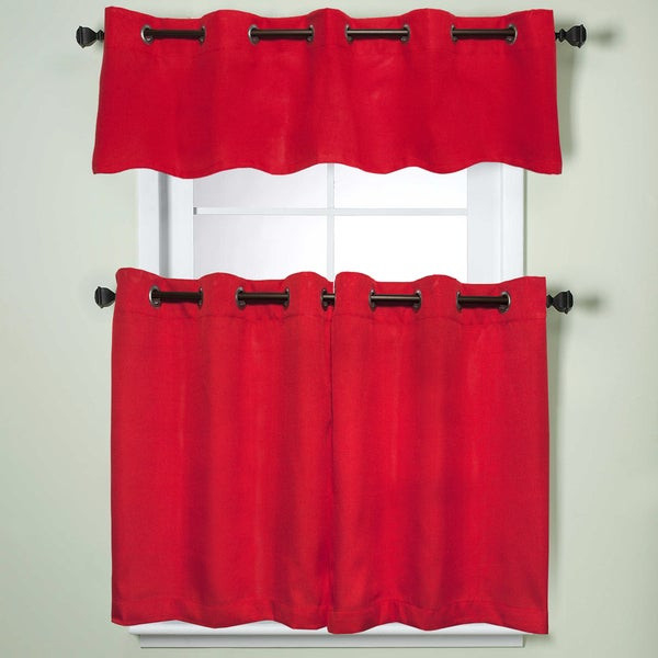 Red Valance Curtains For Kitchen
 Shop Sweet Home Collection Red Textured Kitchen Tier or