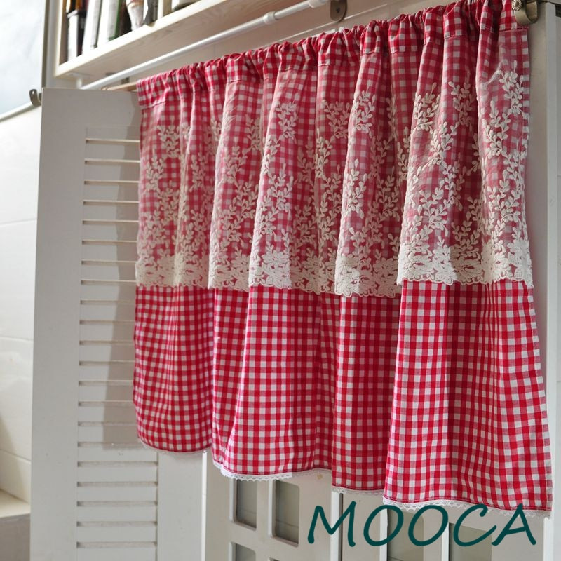 Red Valance Curtains For Kitchen
 Aliexpress Buy Red White Gingham Checkered Plaid