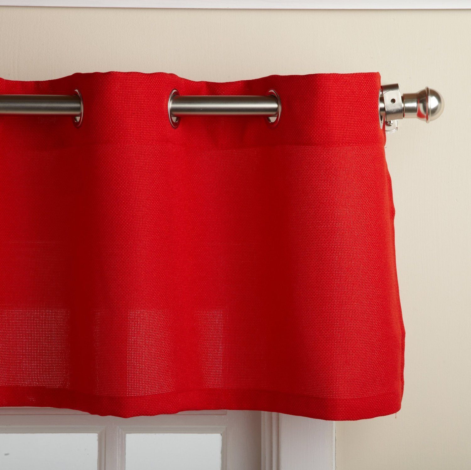Red Valance Curtains For Kitchen
 Jackson Textured Solid Red Kitchen Curtain Choice Tiers or