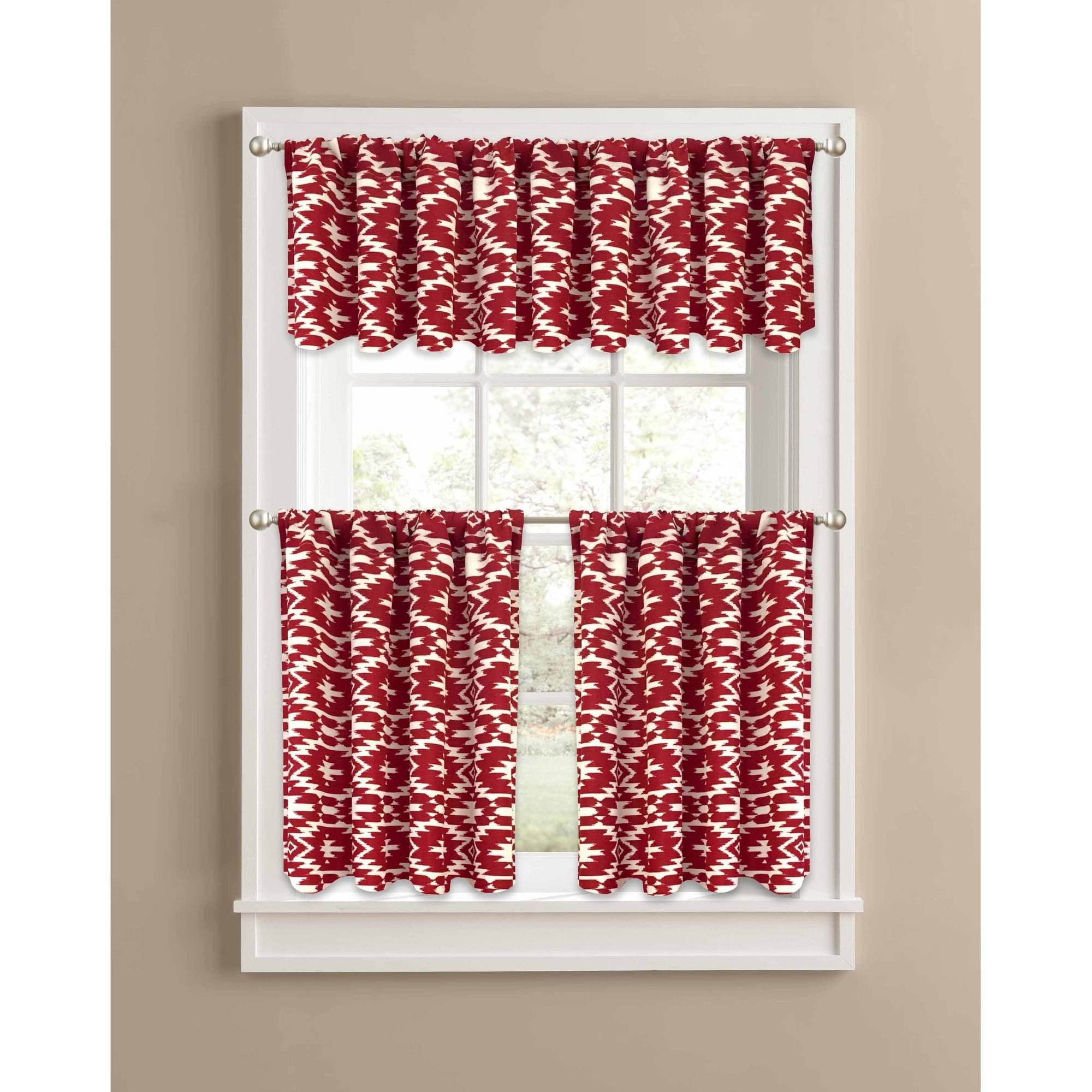 Red Valance Curtains For Kitchen
 Better Homes & Gardens Red Southwest Kitchen Curtains Set