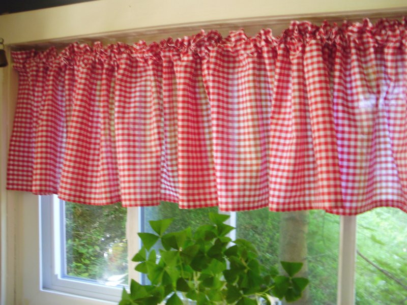 Red Valance Curtains For Kitchen
 Red Gingham Kitchen Café Curtain unlined or with white or