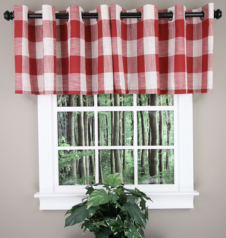 Red Valance Curtains For Kitchen
 Courtyard Grommet Kitchen Curtain Valance Red LHF