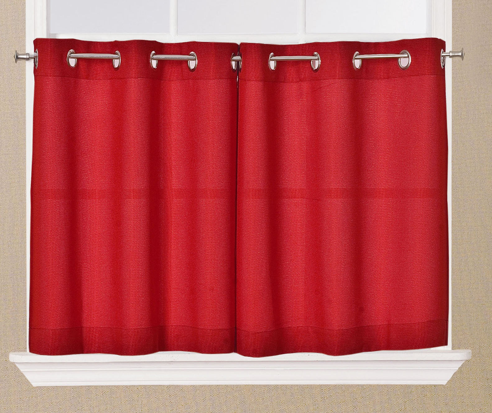 Red Valance Curtains For Kitchen
 Jackson Textured Solid Red Kitchen Curtain Choice Tiers or