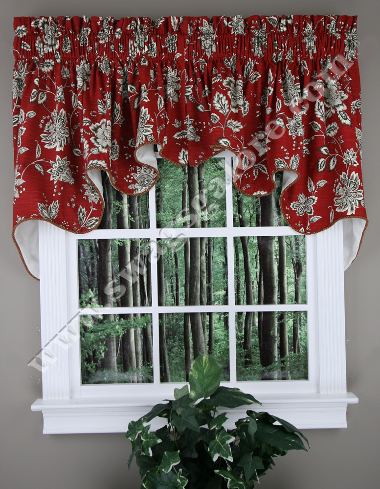 Red Valance Curtains For Kitchen
 Jeanette Duchess Valance Country Style Swag Curtain