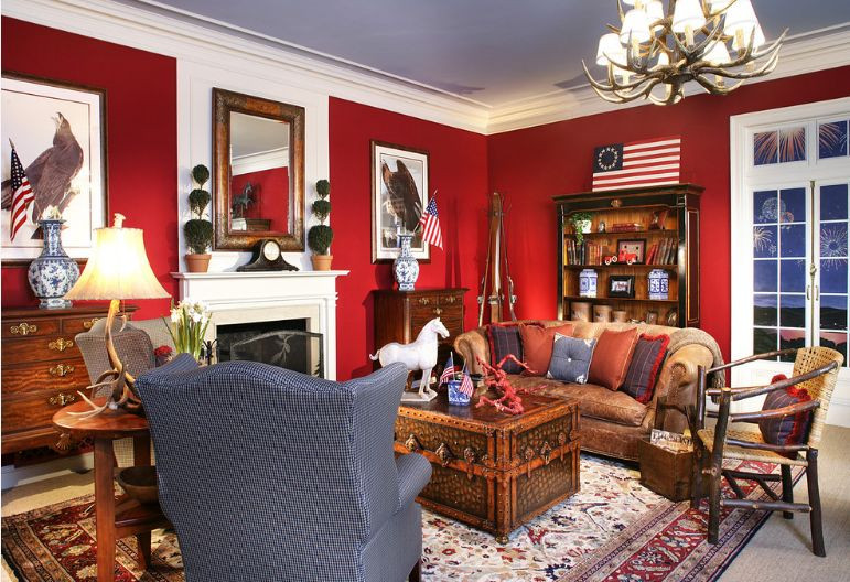 Red Walls Living Room
 Attractive Red and White Living Room Interior Designs