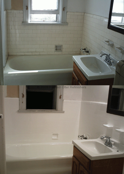 Repainting Bathroom Tiles
 Before & After Bathtub Refinishing – Tile Reglazing
