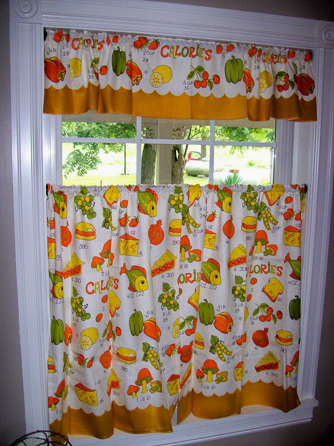 Retro Kitchen Curtains
 Vintage Curtains Kitchen Retro Fish Mushrooms Food Orange