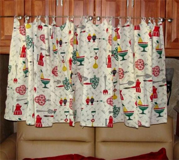 Retro Kitchen Curtains
 1960 s CURTAINS Retro Vintage KITCHEN Decor 4 Panels