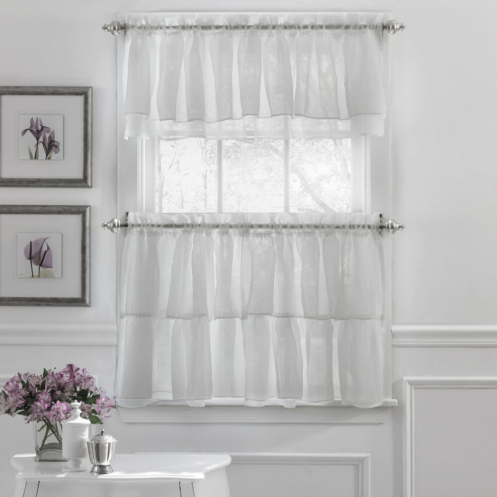 Ruffled Kitchen Curtains
 Gypsy Crushed Voile Ruffle Kitchen Window Curtain Tiers or