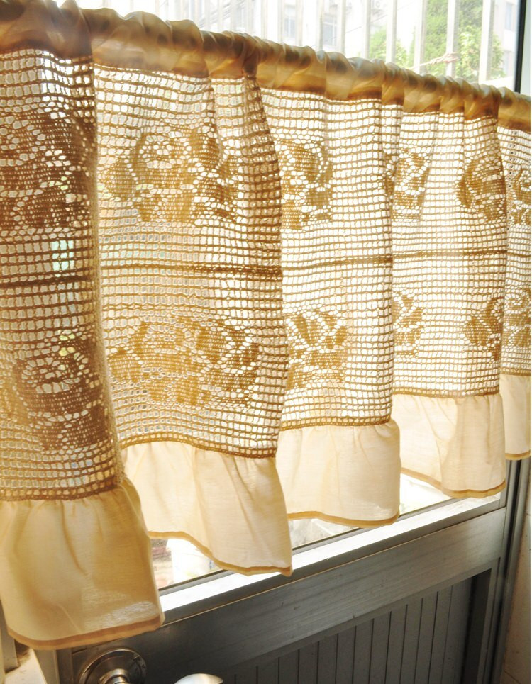 Ruffled Kitchen Curtains
 rose beige ruffled cafe curtain semi shade kitchen
