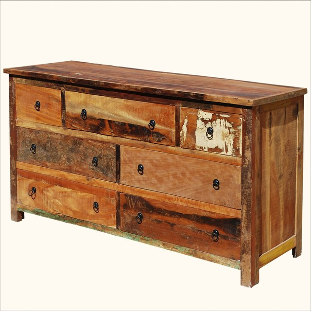 Rustic Bedroom Dresser
 Rustic Reclaimed Wood Handcrafted 7 Drawer Dresser