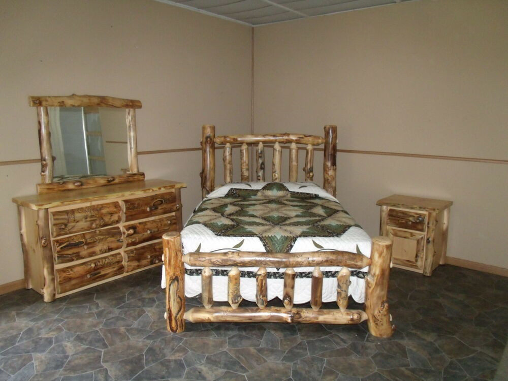 Rustic Bedroom Dresser
 Rustic Aspen Log BEDROOM SET KING plete Bed Dresser