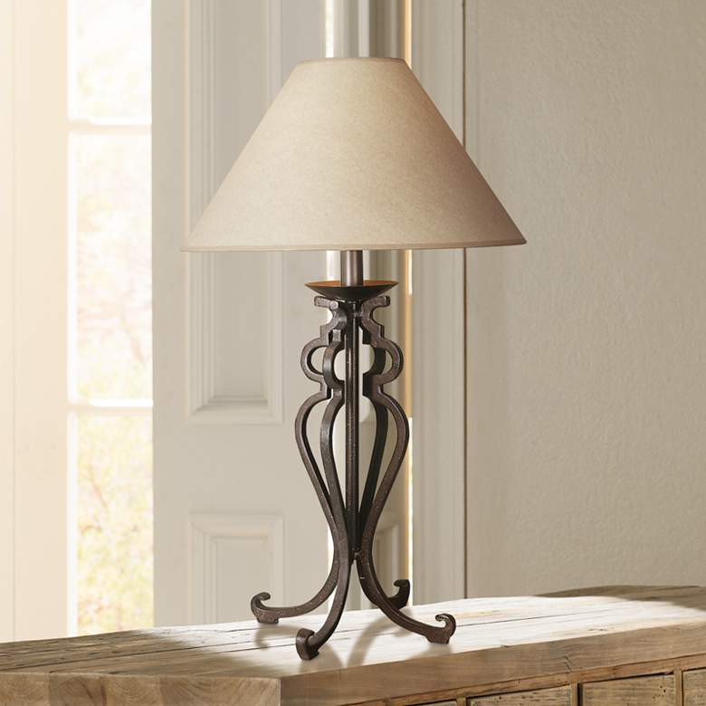 Rustic Bedroom Lamp
 Open Scroll Rustic Wrought Iron Table Lamp