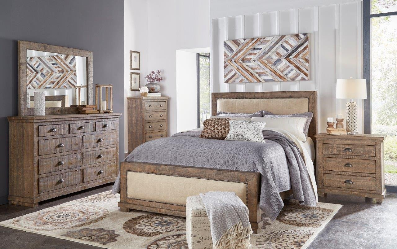 Rustic Bedroom Sets
 Pine & Gray Casual Rustic 6 Piece King Bedroom Set