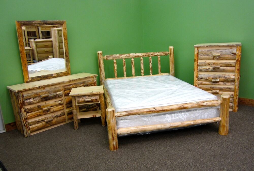 Rustic Bedroom Suite
 Rustic Pine Queen Log Bedroom Suite 5 pc Set $2459