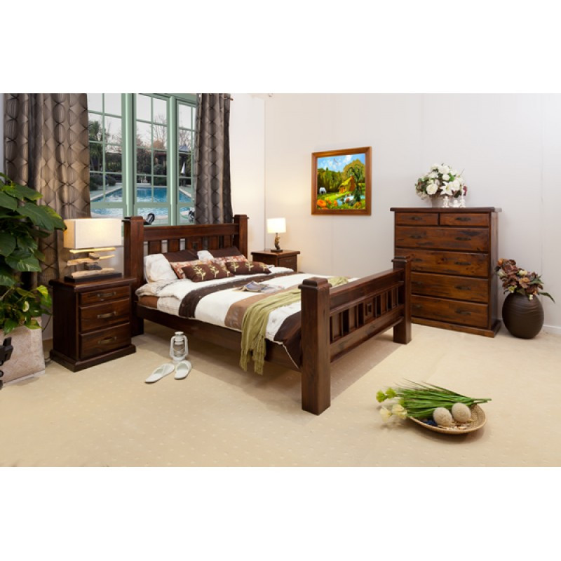 Rustic Bedroom Suite
 RUSTIC T6 KING BEDROOM SUITE Wooden Furniture Sydney