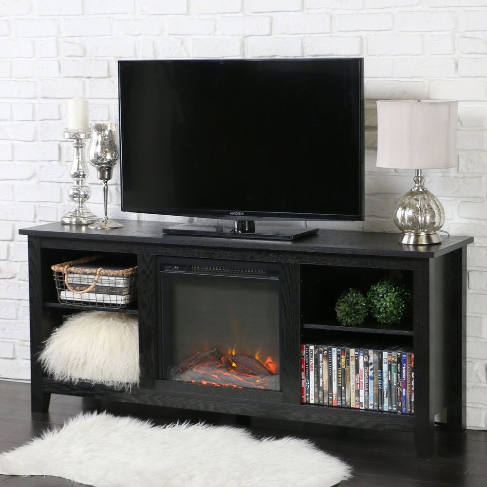Rustic Electric Fireplace Tv Stand
 TV Stand w Electric Fireplace Rustic Wood Entertainment