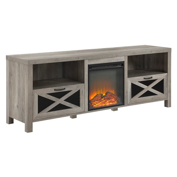 Rustic Electric Fireplace Tv Stand
 Shop fex 70" Rustic Farmhouse Electric Fireplace Console