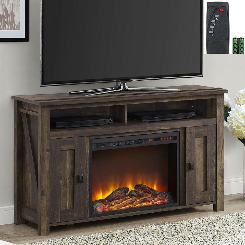 Rustic Electric Fireplace Tv Stand
 New Rustic Wood 2 Barn Door Electric Fireplace 50" TV