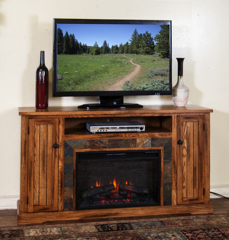 Rustic Electric Fireplace Tv Stand
 SD 3488RO 60R 60" Sedona Rustic Oak Fireplace TV Stand
